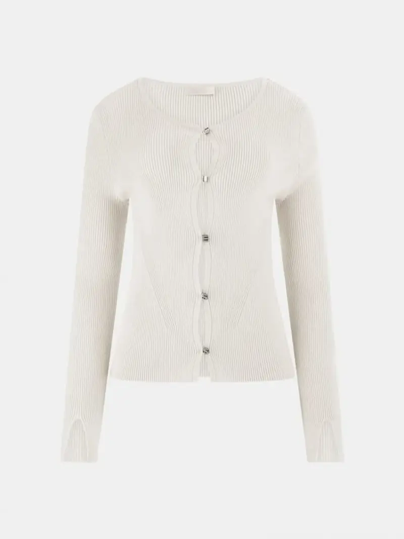 Guess maglia donna in misto viscosa con bottoni gioiello con glitter