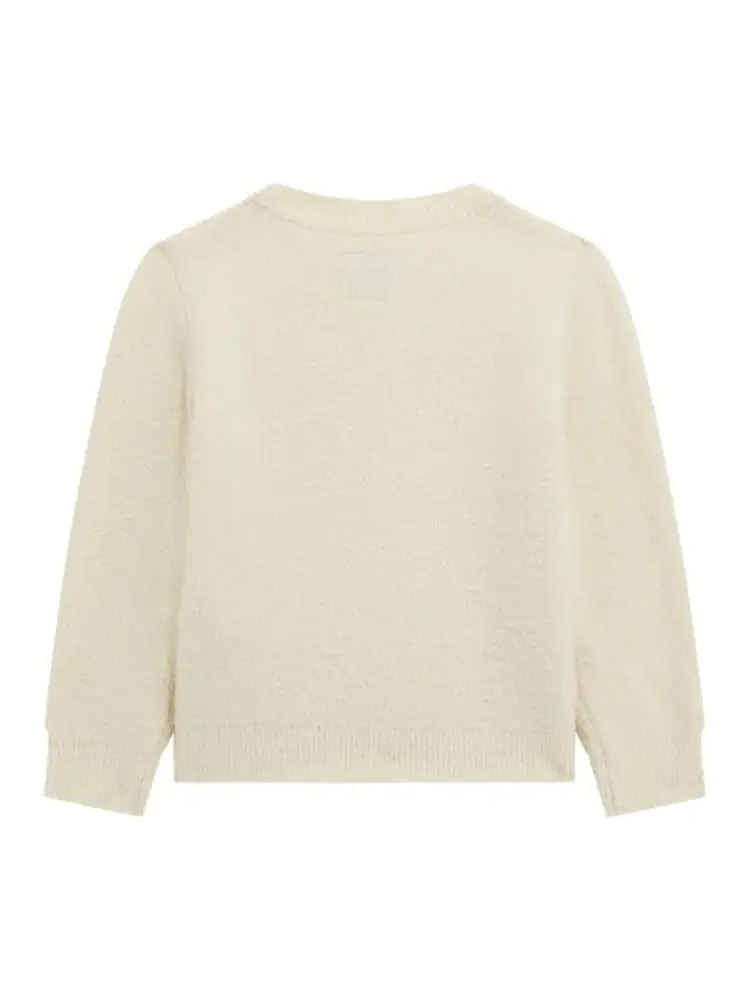 maglia ecru bambina logo con paillettes miniatura 2