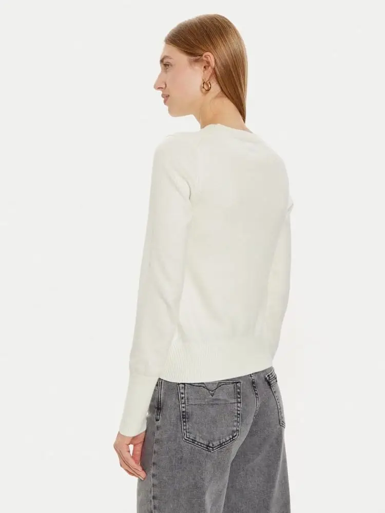 maglia ecru donna micro logo miniatura 3