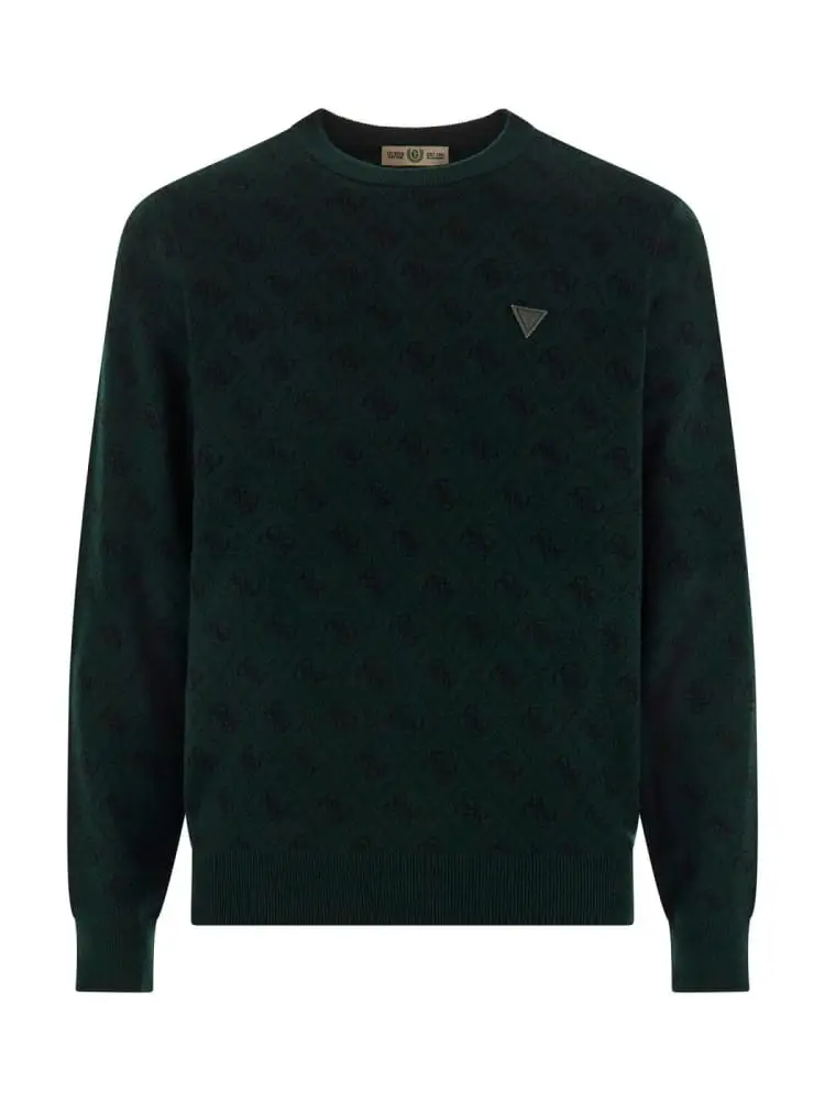 maglia girocollo verde scuro con logo 4g all over