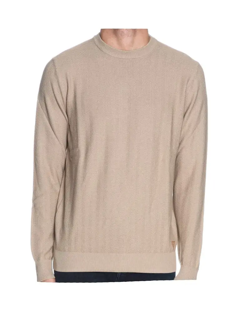 maglia in cotone armaturato spigato beige