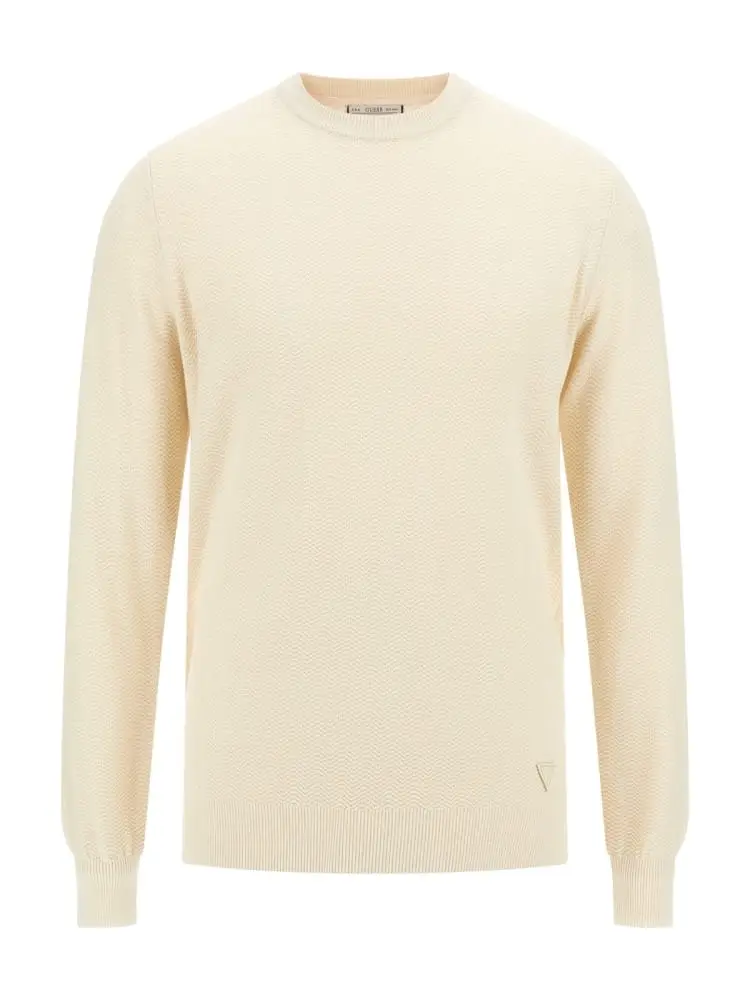 maglia in cotone armaturato spigato panna