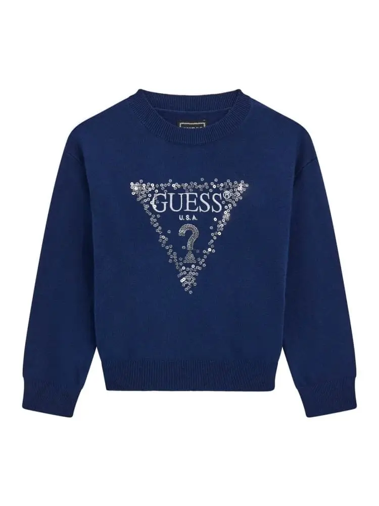 maglia infant/kids blue logo triangolo con paillettes