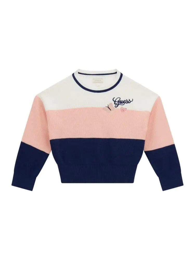 maglia infant/kids girocollo a fasce e mini logo ricamato