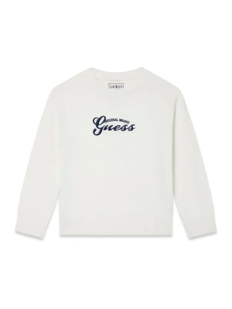 maglia infant/kids in cotone panna con logo ricamato