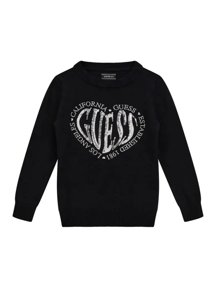 maglia infant/kids nera logo cuore con paillettes