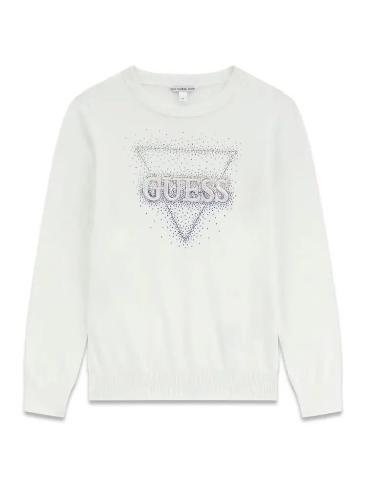 maglia kids/junior in cotone bianco con logo strass