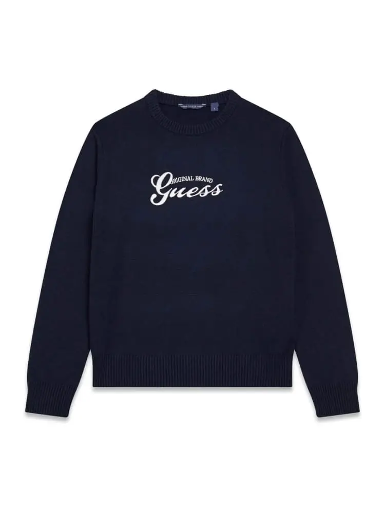 maglia kids/junior in cotone blu con logo ricamato