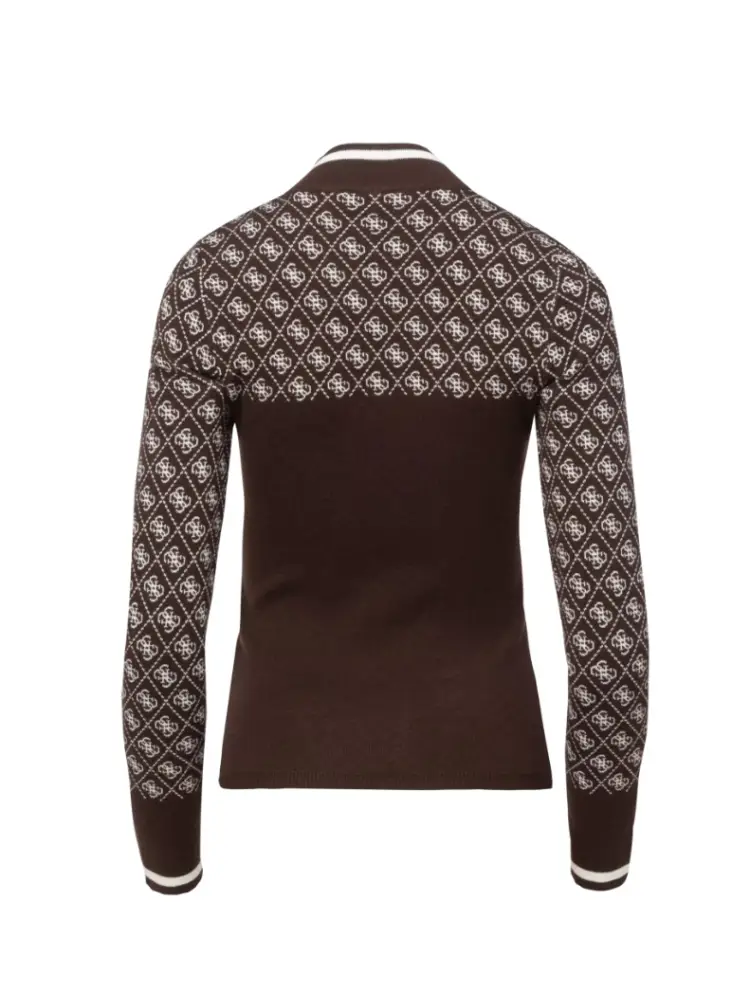 maglia marrone donna logo all over miniatura 2