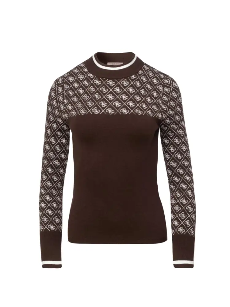 maglia marrone donna logo all over