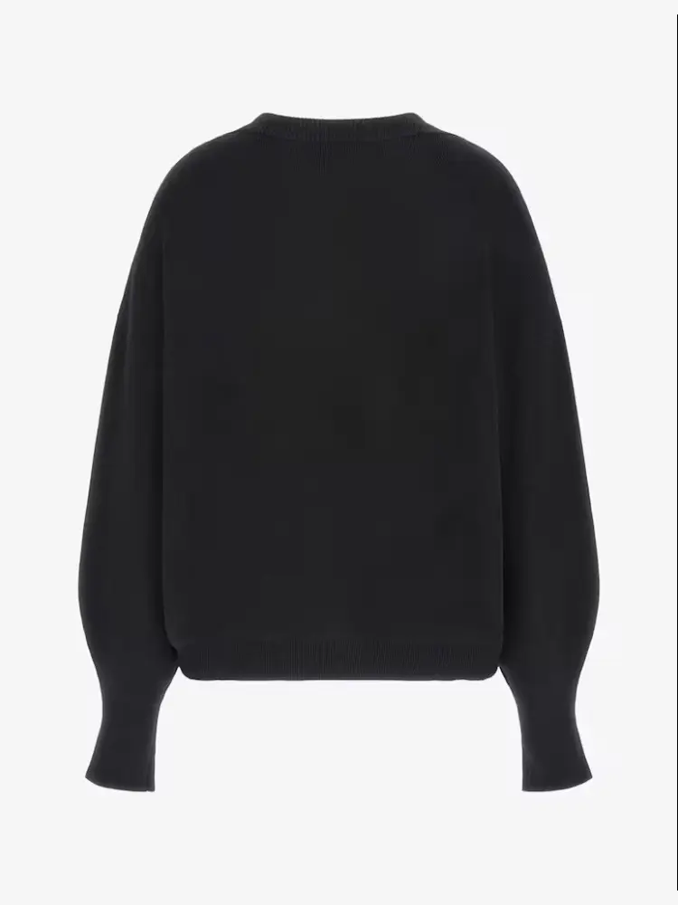 maglia nera donna in misto viscosa logo sul davanti miniatura 2