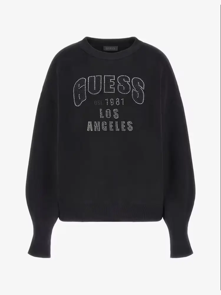 maglia nera donna in misto viscosa logo sul davanti