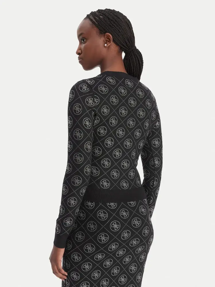 maglia nera donna logo all over miniatura 2