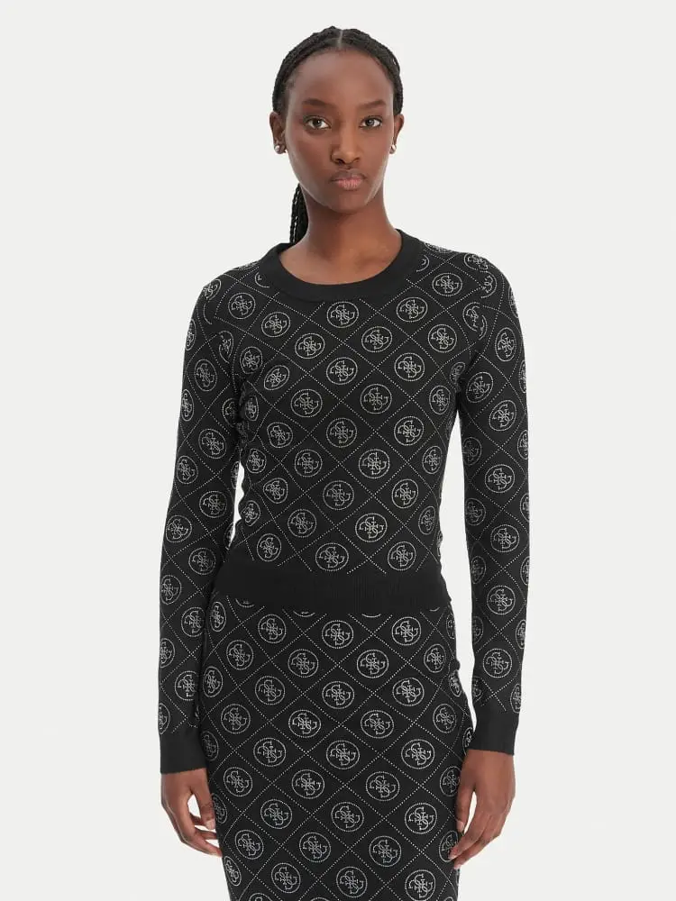 maglia nera donna logo all over