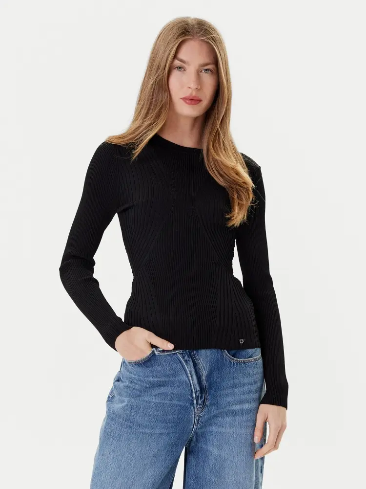 maglia nera donna logo sul fondo