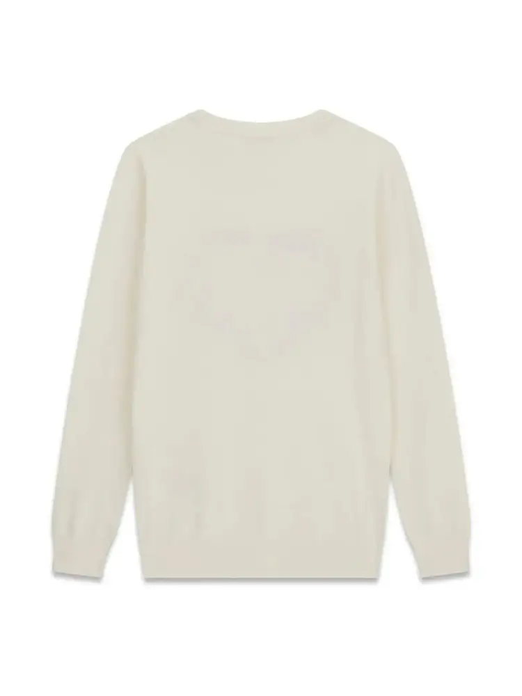 maglia panna bambina in misto viscosa maxi logo con strass sul davanti miniatura 2