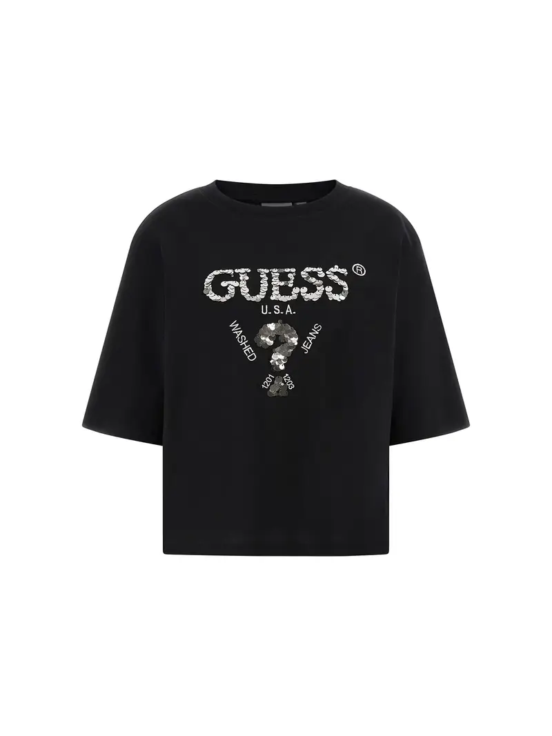 GUESS Maglietta 'Aurelie'  nero / argento
