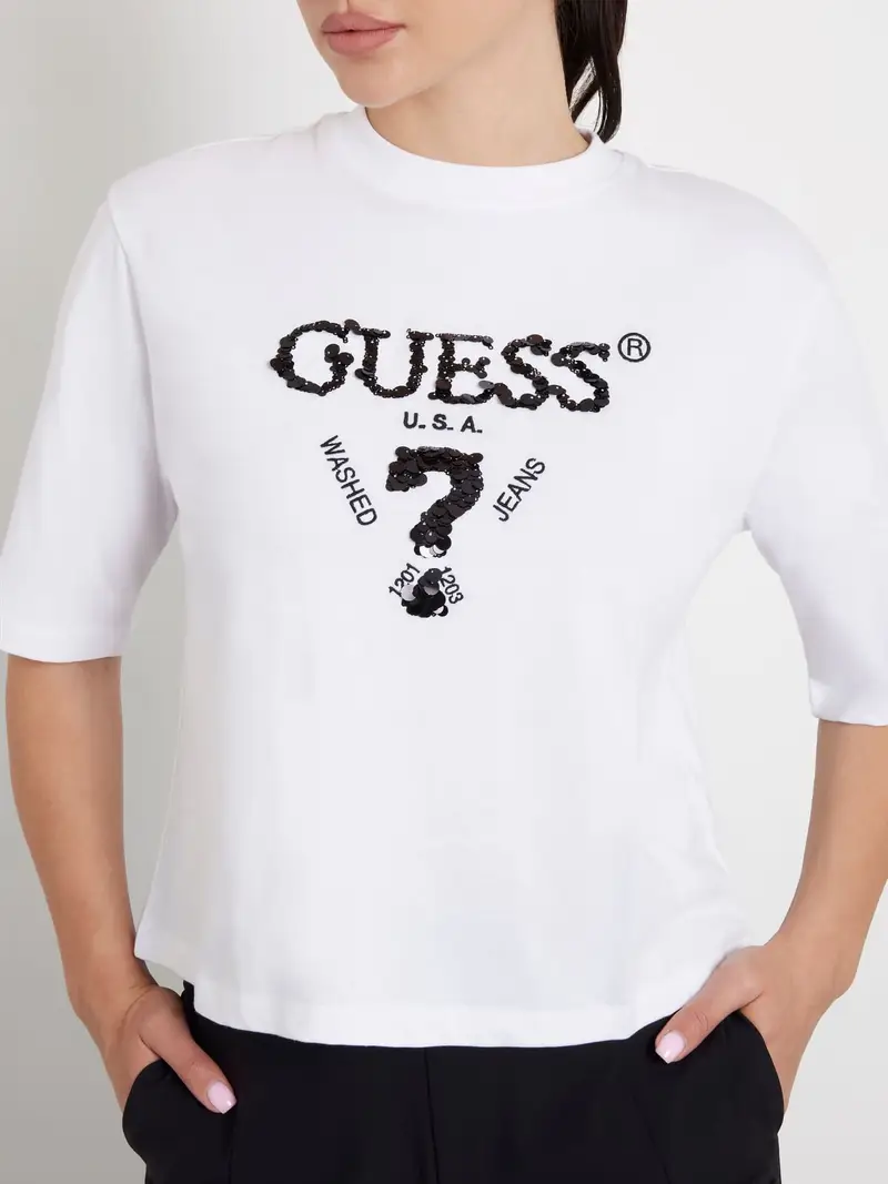 GUESS Maglietta 'AURELIE' nero / bianco miniatura 3