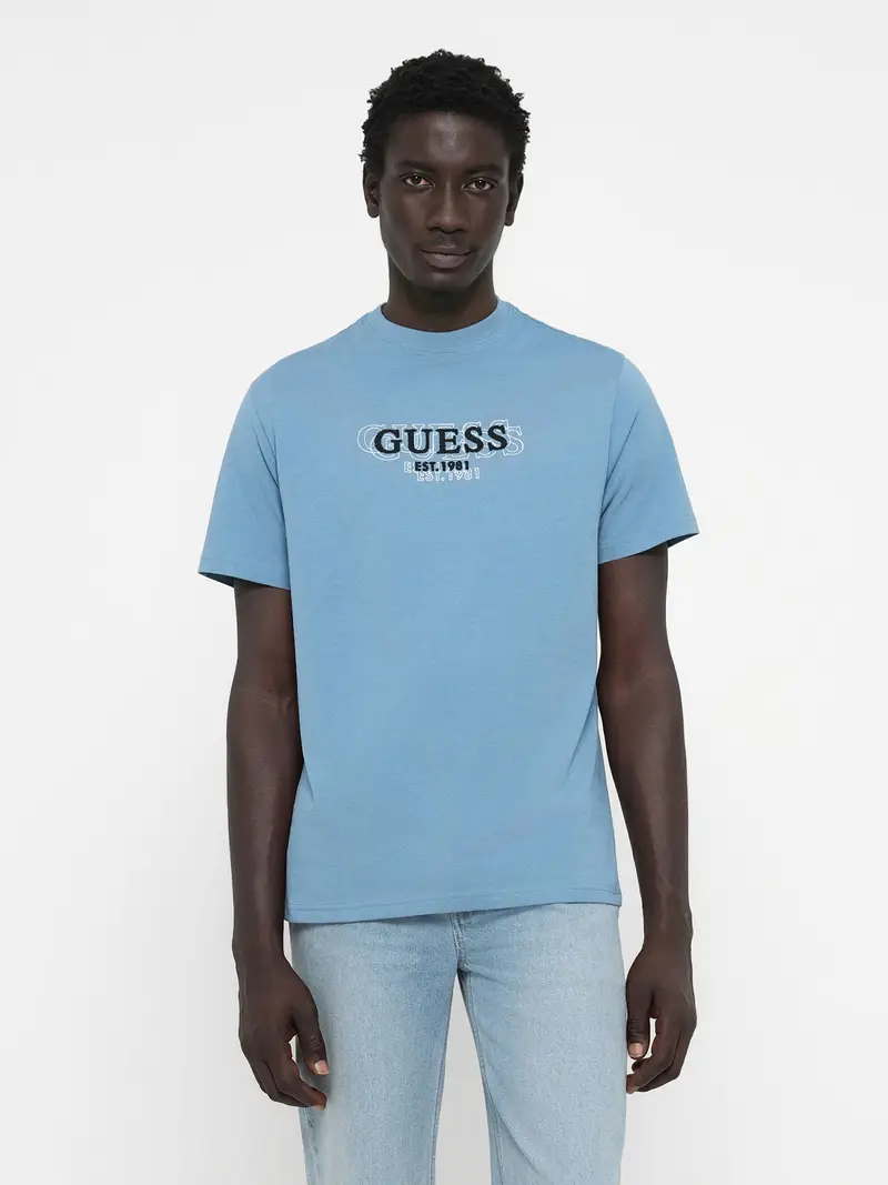 Maglietta blu chiaro / nero / bianco miniatura 2