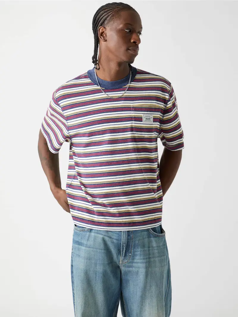 Maglietta blu / giallo / rosso scuro / bianco miniatura 2