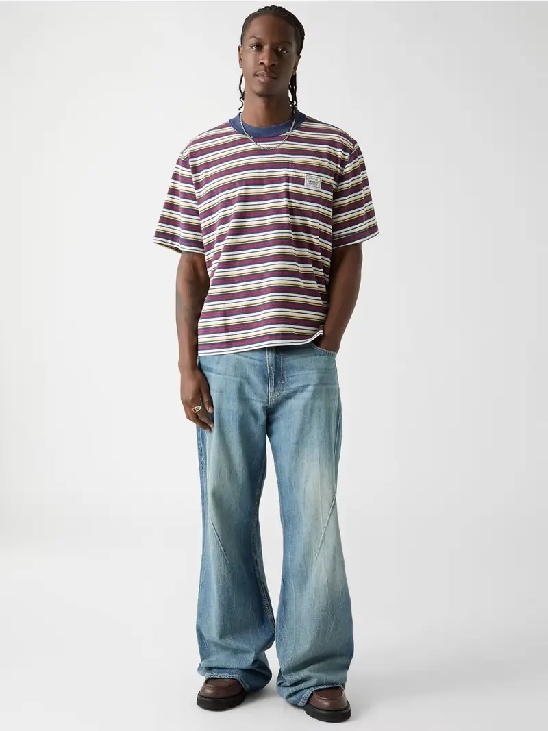 Maglietta blu / giallo / rosso scuro / bianco miniatura 3