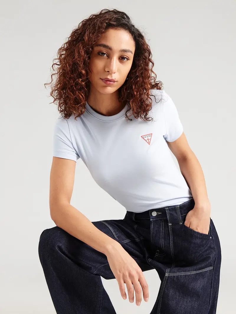 Guess Maglietta donna blu pastello in jersey miniatura 3
