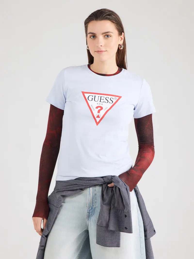 Maglietta blu pastello / rosso / nero / bianco miniatura 2