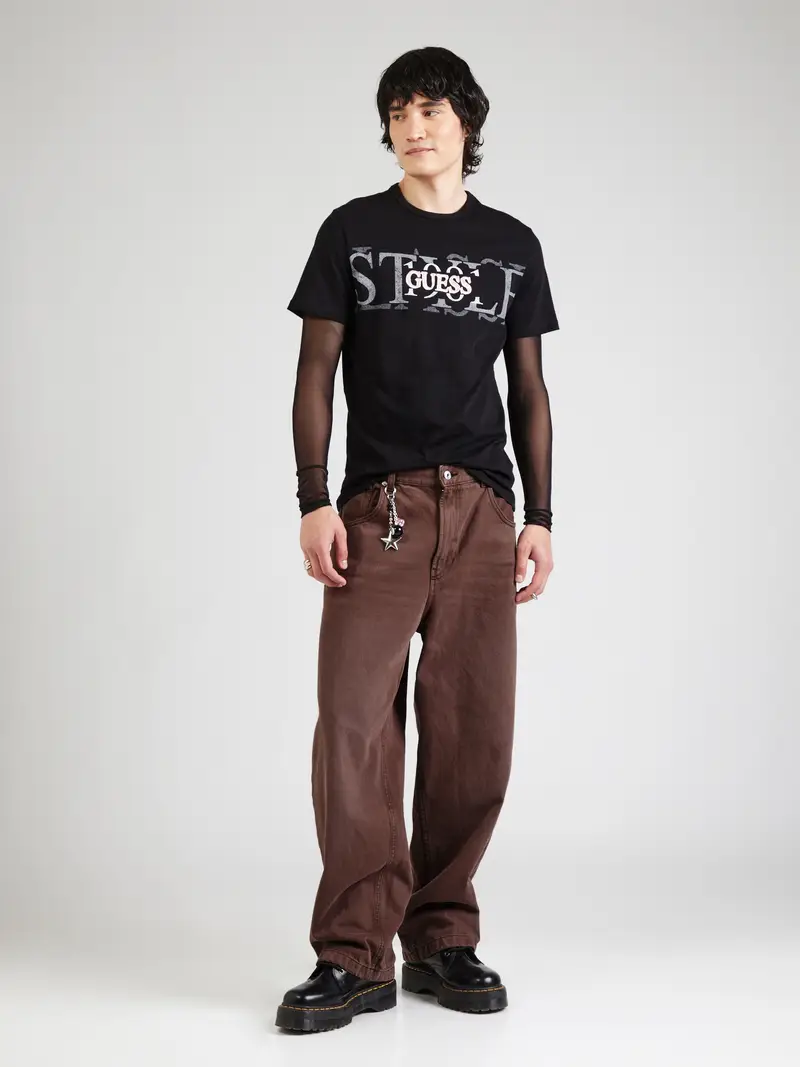 GUESS Maglietta crema / nero / offwhite miniatura 3