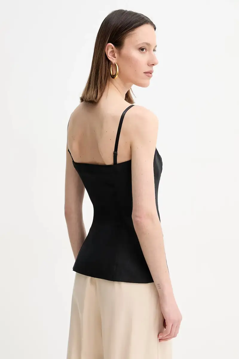 maglietta di lino ISABEAU donna colore nero W5GH0L WH5L2 miniatura 3