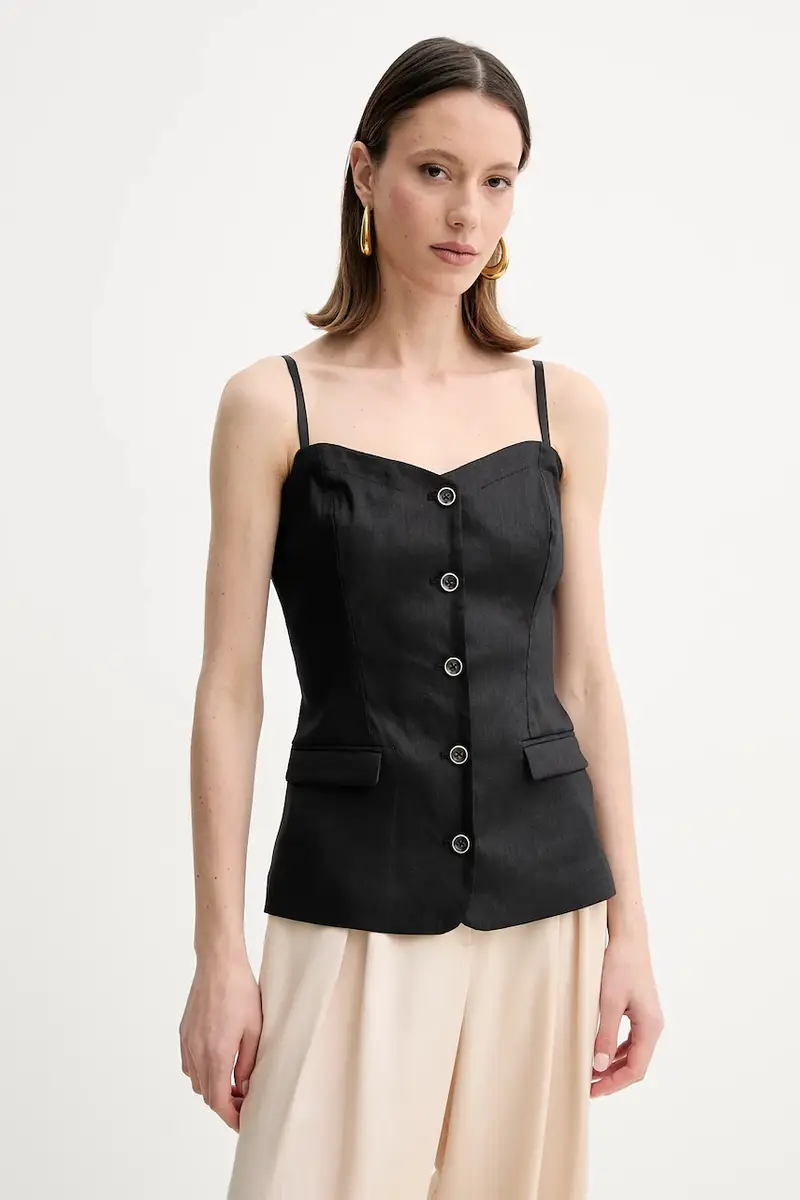 maglietta di lino ISABEAU donna colore nero W5GH0L WH5L2