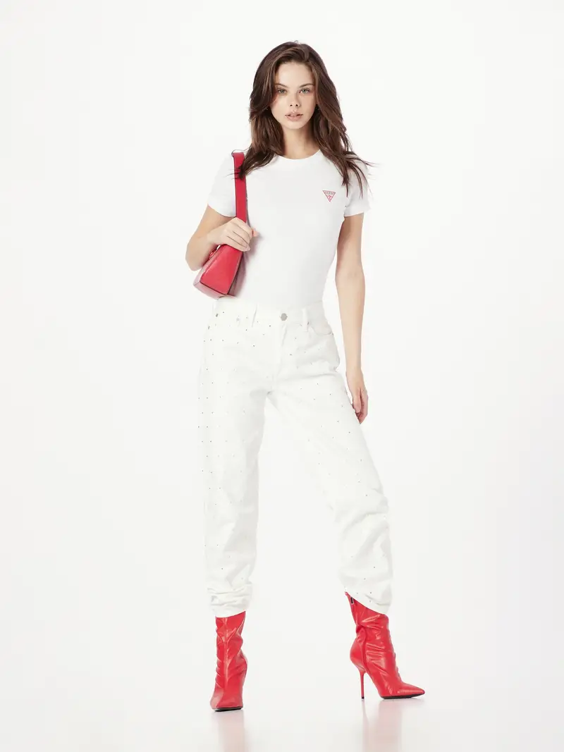 GUESS Maglietta grigio chiaro / rosso fuoco / bianco miniatura 3