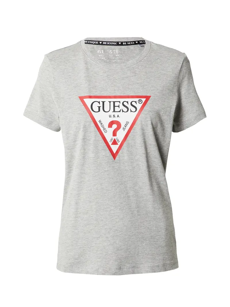 GUESS Maglietta  grigio sfumato / rosso acceso / nero / bianco