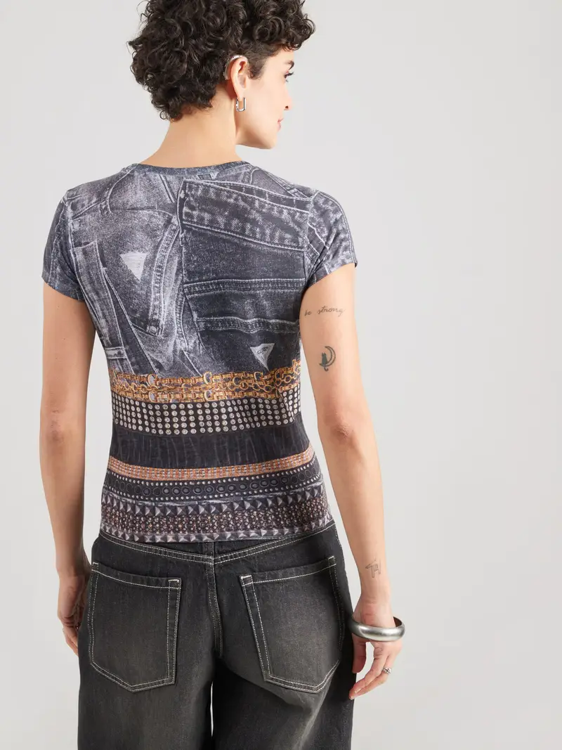 Maglietta marrone / marrone scuro / nero / bianco miniatura 3