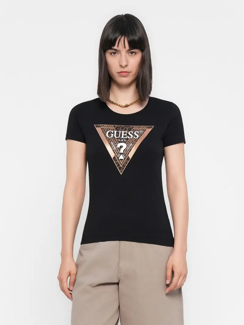 Maglietta marrone / oro / nero / bianco miniatura 2