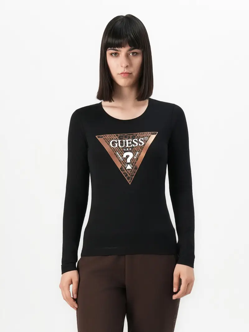 Maglietta marrone scuro / nero / offwhite miniatura 2