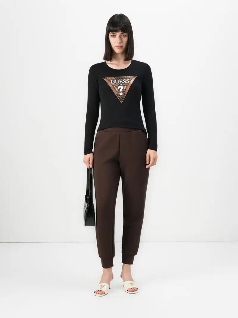 Maglietta marrone scuro / nero / offwhite miniatura 3