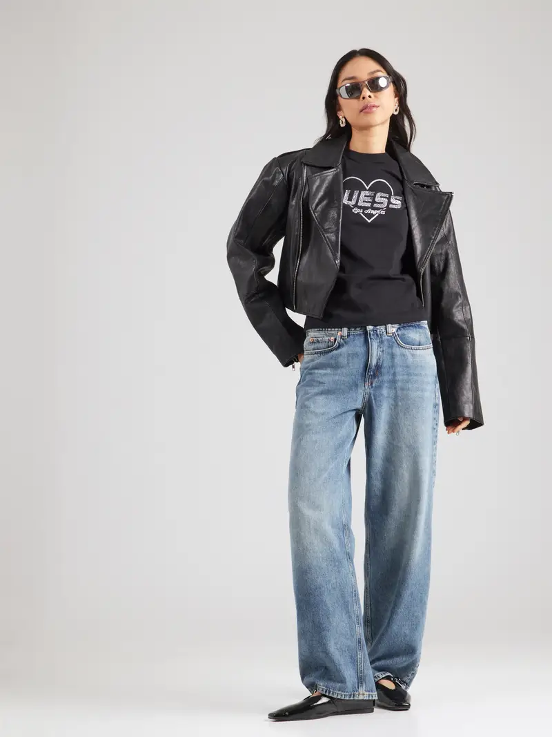 GUESS Maglietta 'NARCISO' grigio chiaro / nero miniatura 3