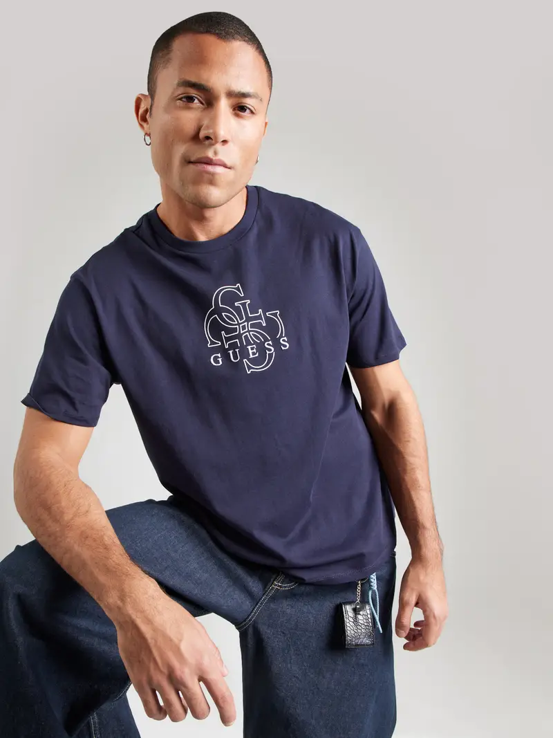 Maglietta navy / bianco naturale miniatura 3