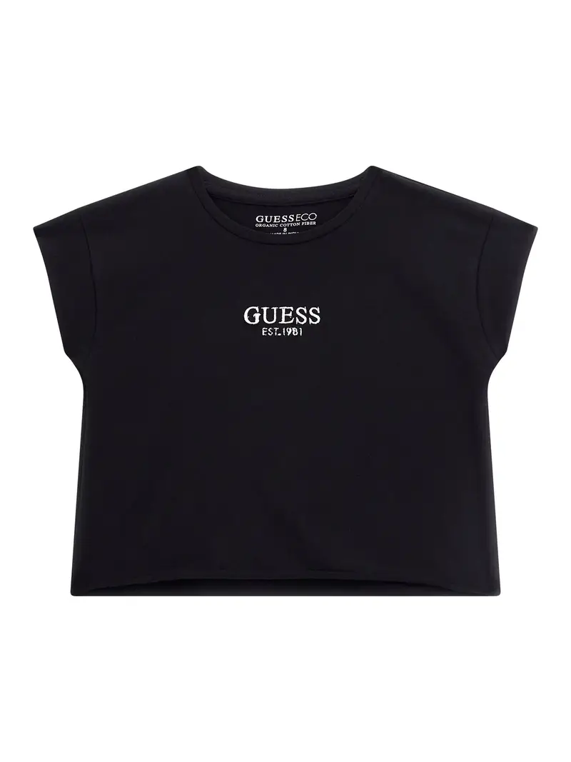 Guess Maglietta nera con logo ricamato