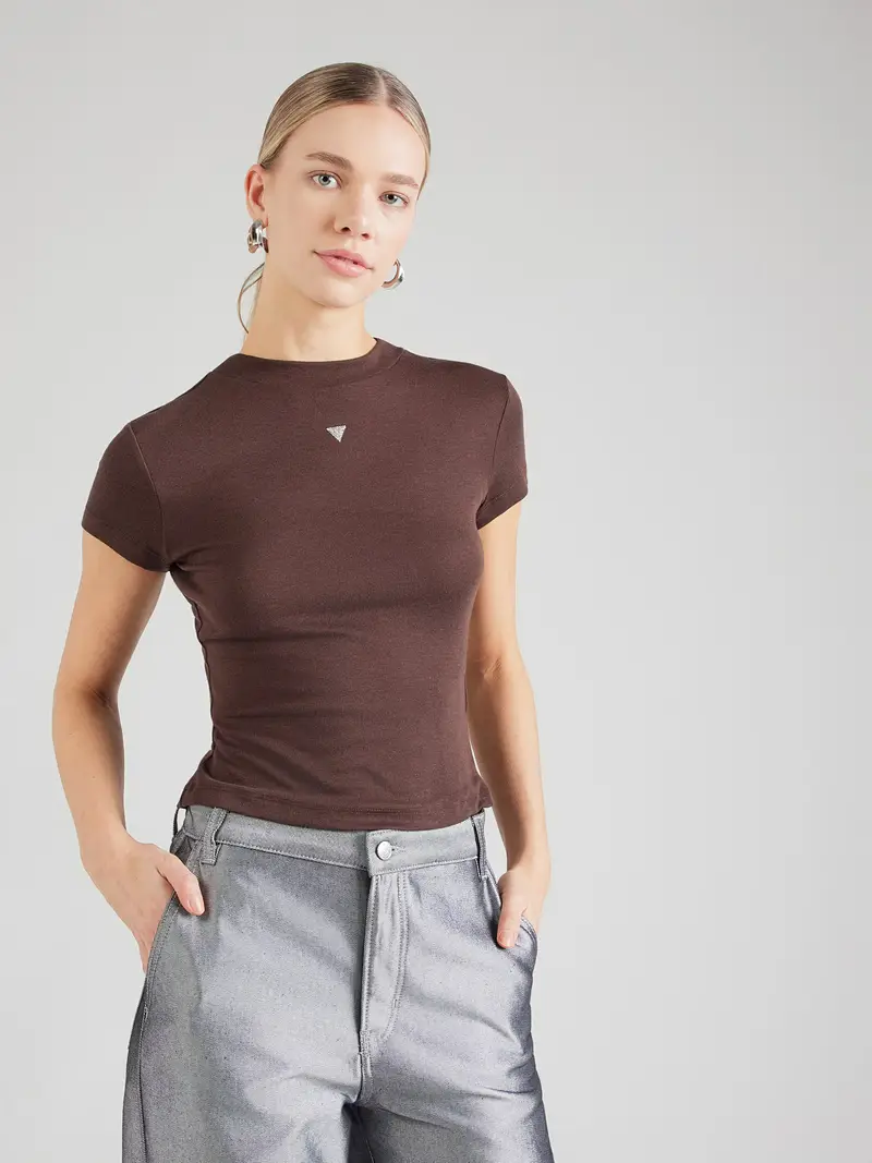 Guess Maglietta Donna cioccolato con dettagli in pietre ornamentali miniatura 2