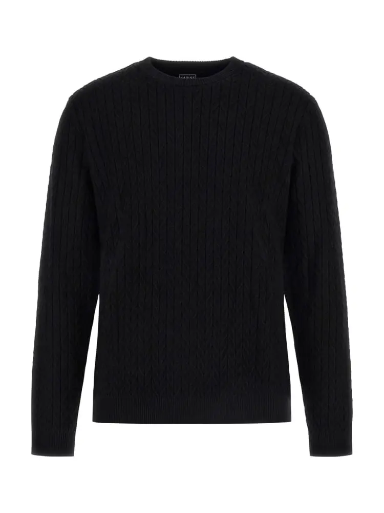 maglioncino girocollo con trama spigata nero