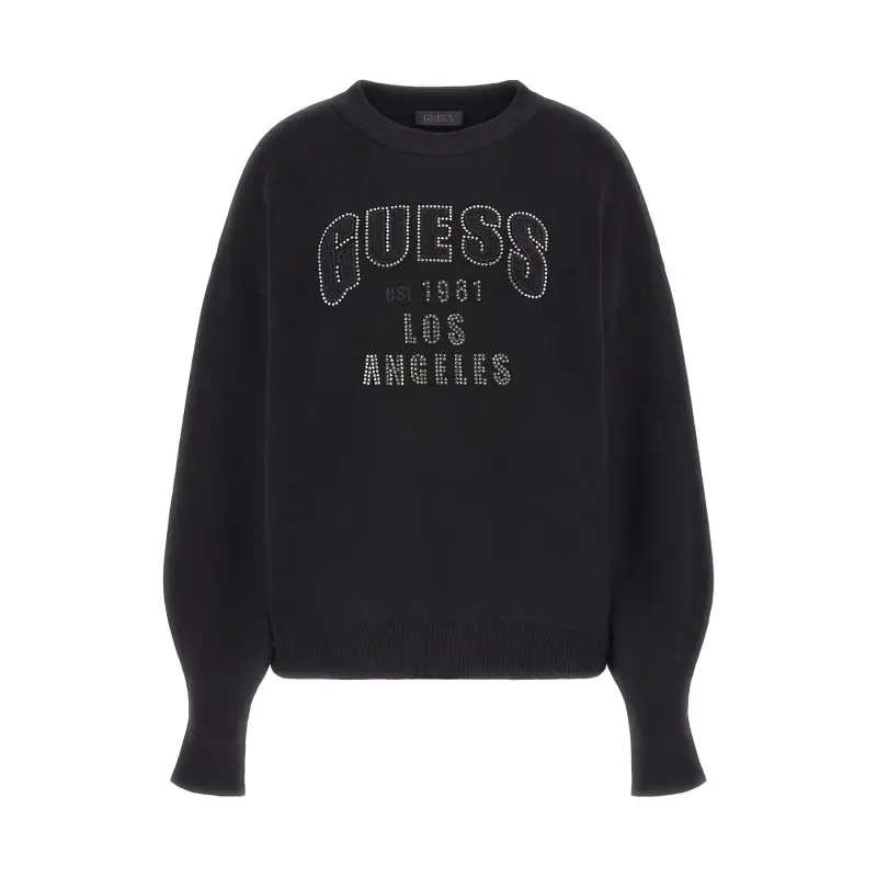 Maglione a collo v con colletto rotondo donna Guess Leighton logo