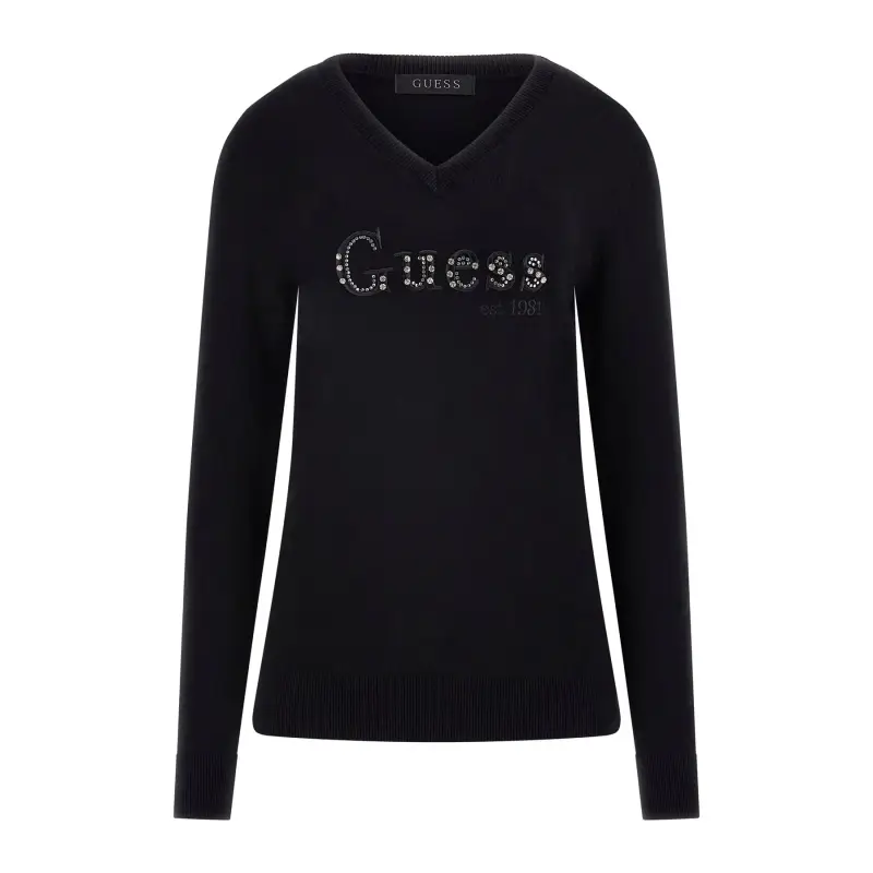 Maglione donna con scollo a V Guess Kenzie Logo