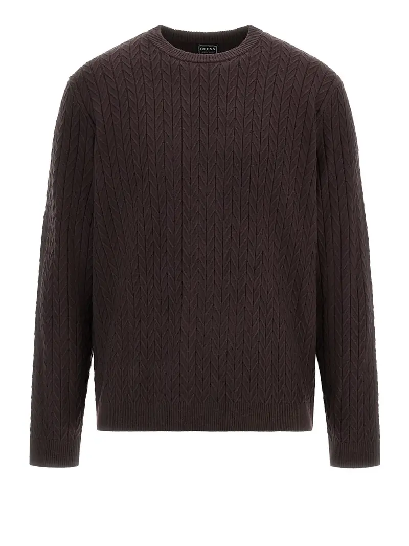 maglione guess ivan chevron da uomo - marrone