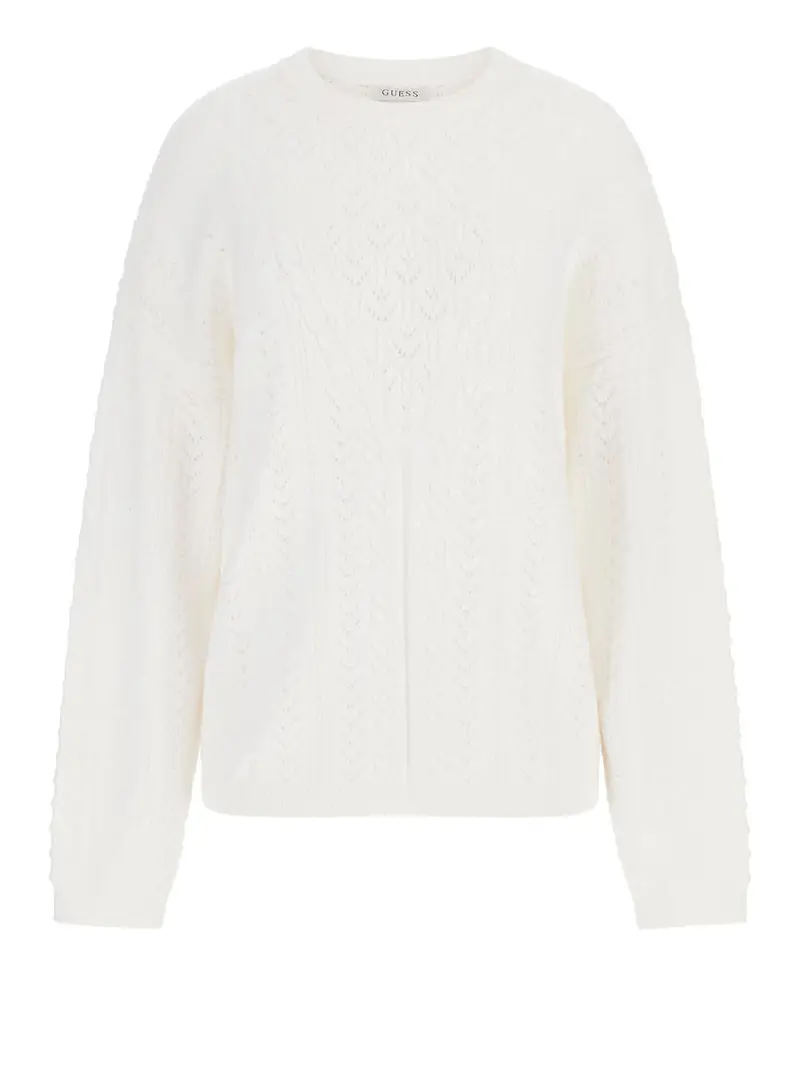 maglione guess sylvie pointelle da donna - bianco