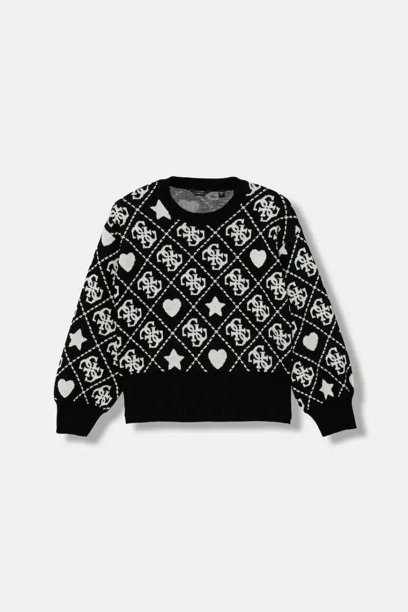 maglione per bambini con misto lana colore nero J5BR02 Z3K10