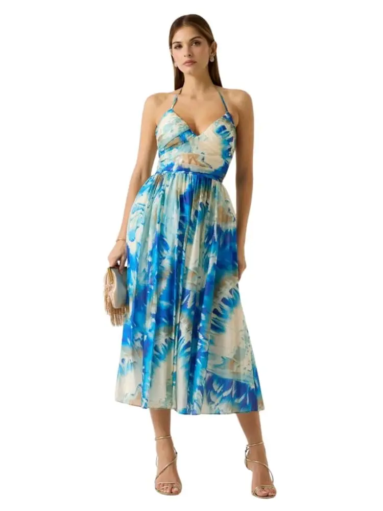 marciano abito midi motivo floreale azzurro