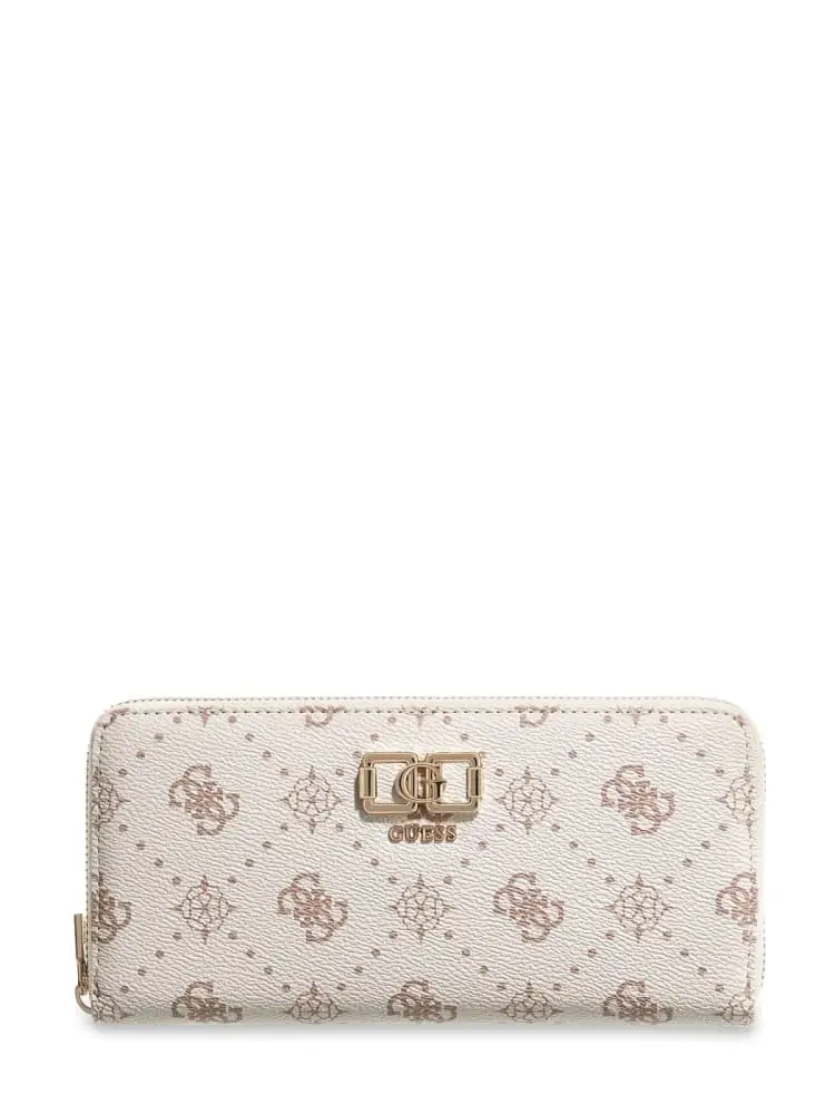 maxi portafoglio donna emelie bianco con logo beige all-over