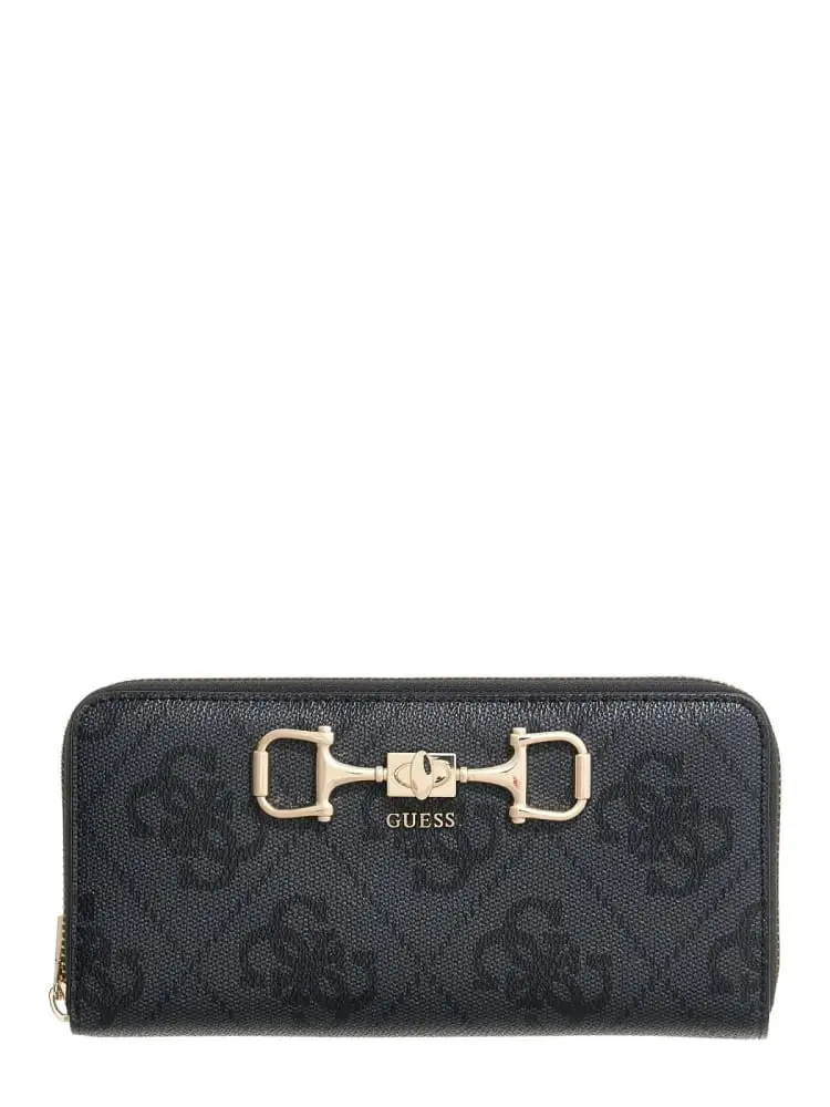 maxi portafoglio donna janie nero con logo monogram all-over