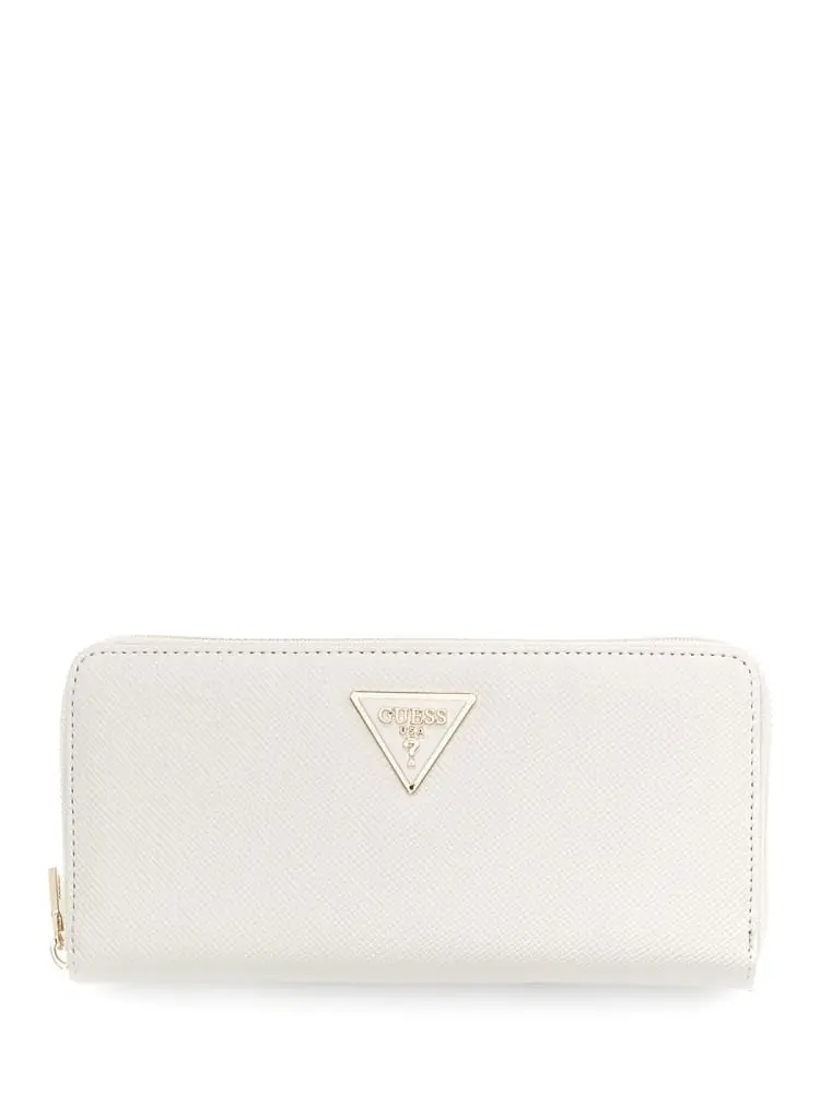 maxi portafoglio donna laurel zip around in ecopelle saffiano panna